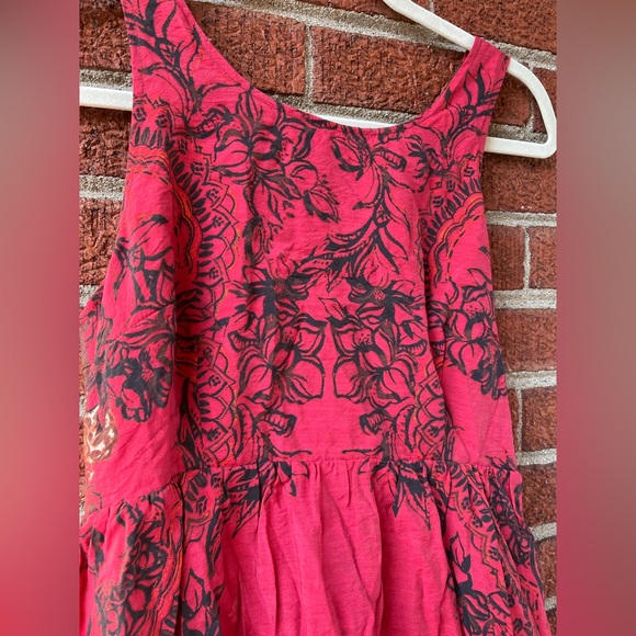 Free People High Low Red Floral Open Back Dress Size Small - Picture 4 of 11